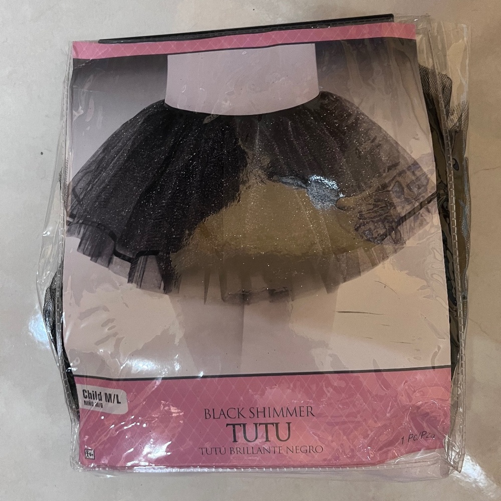 Children's Black glitter stretchy tutu size M/L